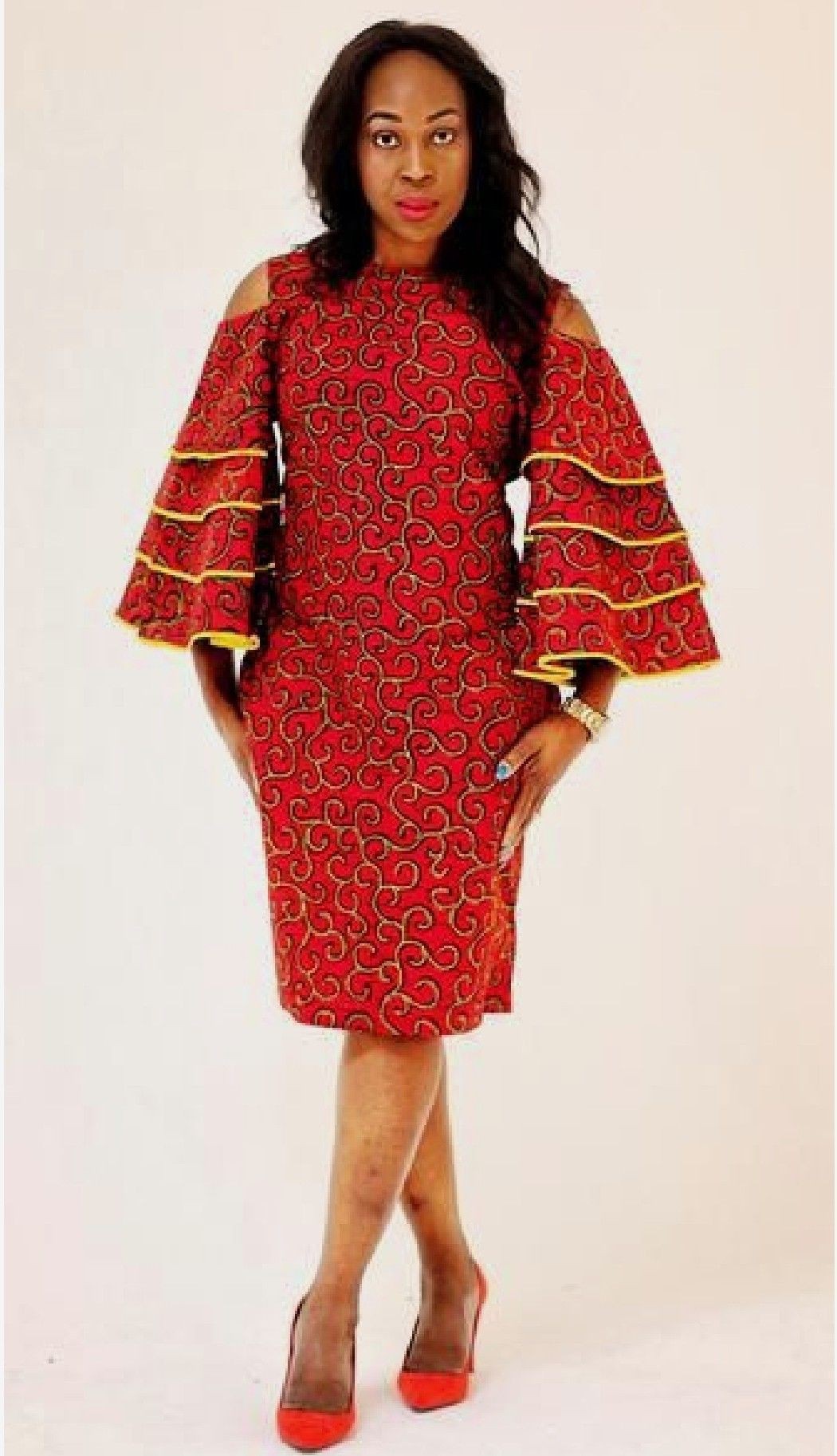 Ready to wear ankara, Bell sleeve: party outfits,  African Dresses,  Short Dresses  