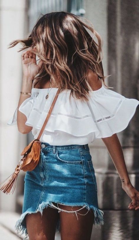 The 8 DenimSkirt Outfits Fashion Girls Are Wearing  Who What Wear