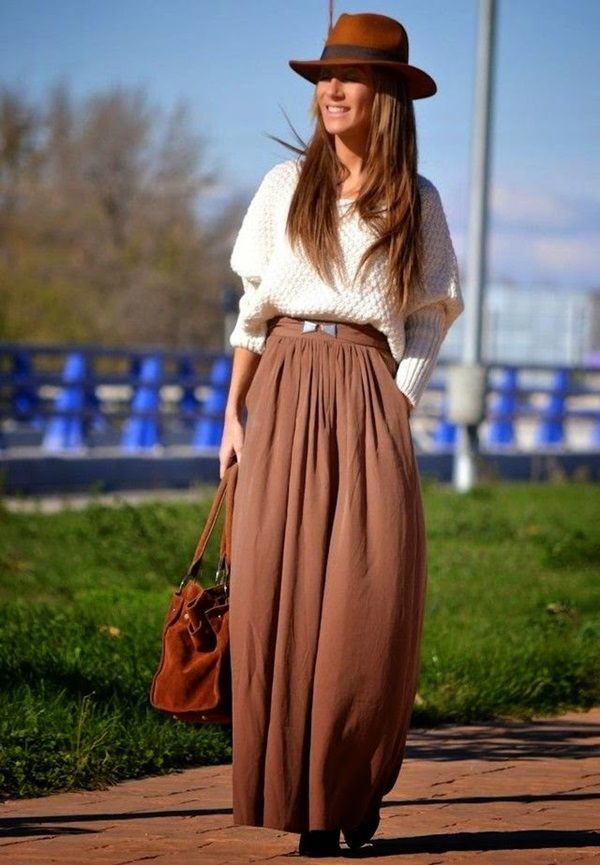 Looks para frio con faldas largas: Long Skirt,  Skirt Outfits,  Casual Outfits  