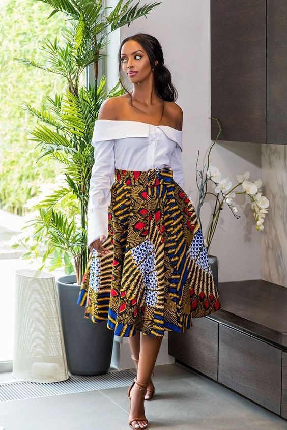 African print skirt with white shirt | White Kitenge Dresses | African ...