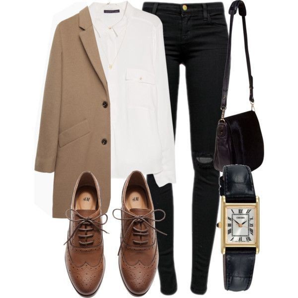 Polyvore brown oxford shoes outfit | Stylish Work Outfits For Winter |  Casual wear, J Brand, Oxford shoe