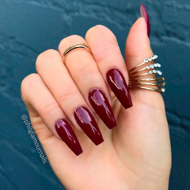 Top 20 great ideas to try burgundy nails, Artificial nails: Nail Polish,  Nail art,  Gel nails,  Artificial nails,  Pretty Nails  