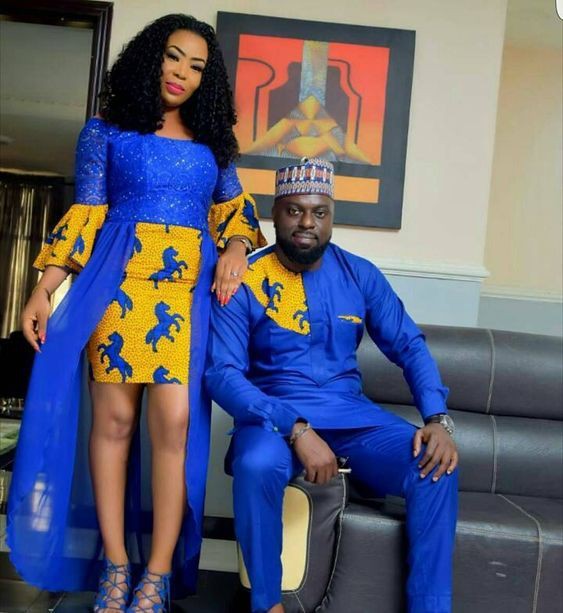 Models looks couples african outfits, African wax prints: African Dresses,  Aso ebi,  couple outfits  