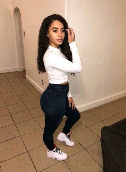 This black girl is looking beautiful in High-Waist Jeans and a Cozy White Top!: Baddie Outfits,  Casual Outfits  