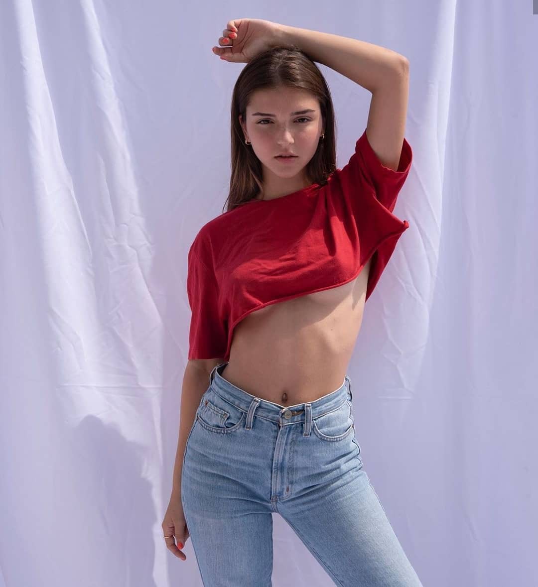 Cute Teen Models in Hot Red top pair with fitted Jeans