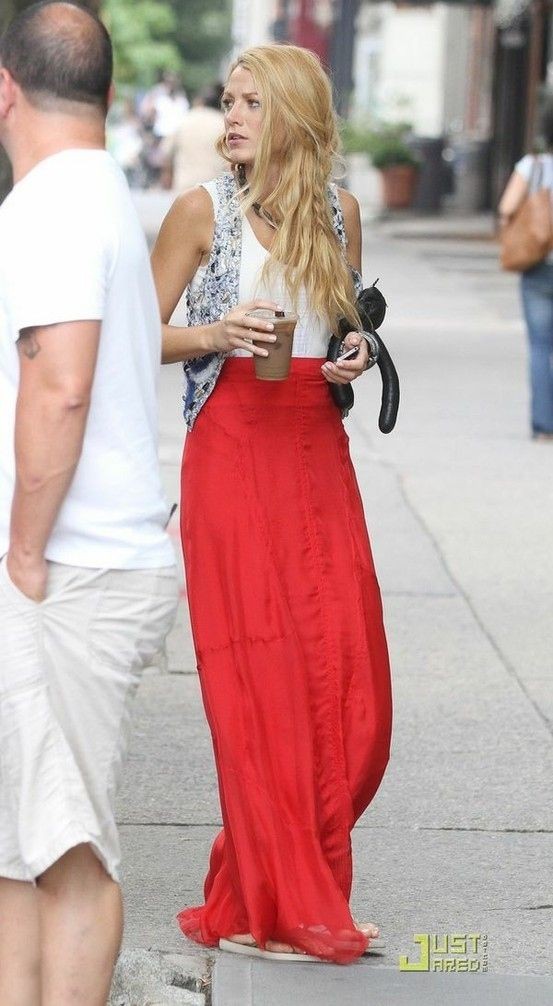 Blake lively summer style, Blake Lively: Long Skirt,  Skirt Outfits,  Blake Lively  