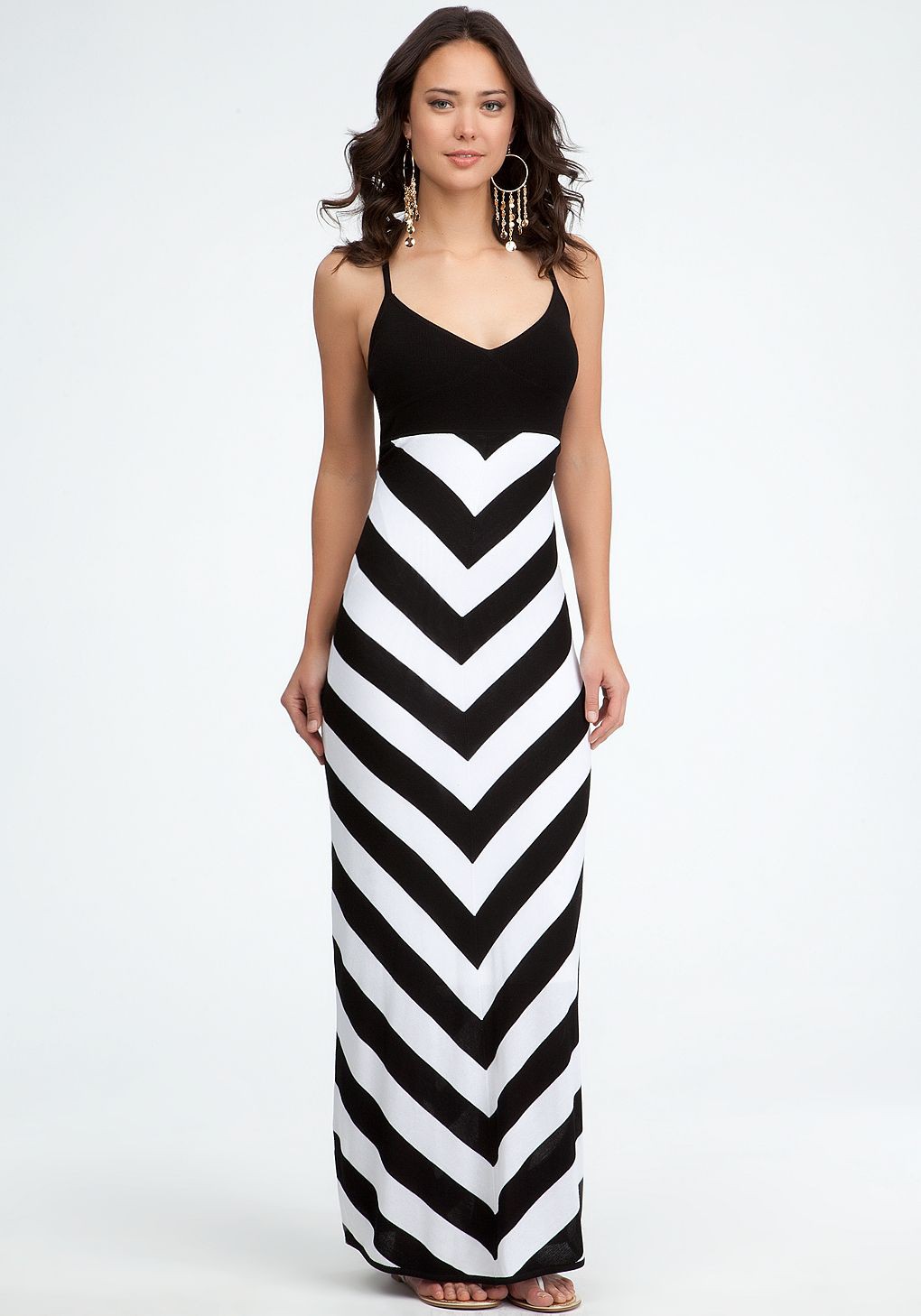 Maxi dress black and white chevron | Shoes With A Maxi Dress | cocktail ...