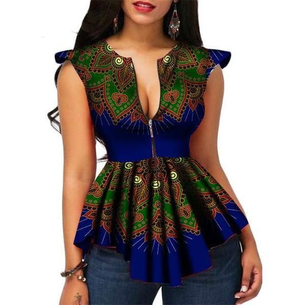 Great pictures of african print tops, African wax prints: Sleeveless shirt,  African Dresses,  shirts,  Casual Outfits,  Roora Dresses  