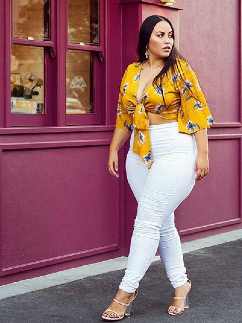 Plus size summer outfits 2019, Plus-size model: Plus size outfit,  Crop top,  Plus-Size Model,  Lingerie dress  