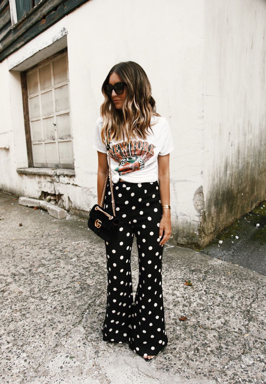 Wear with polka dot pants | Flowy Pants Outfit | Dress shirt, pants outfit,  Polka dot