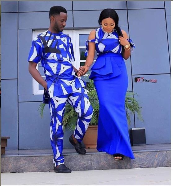 Get more ideas on cobalt blue, African wax prints: Aso ebi,  Maxi dress,  Kitenge Couple Outfits  
