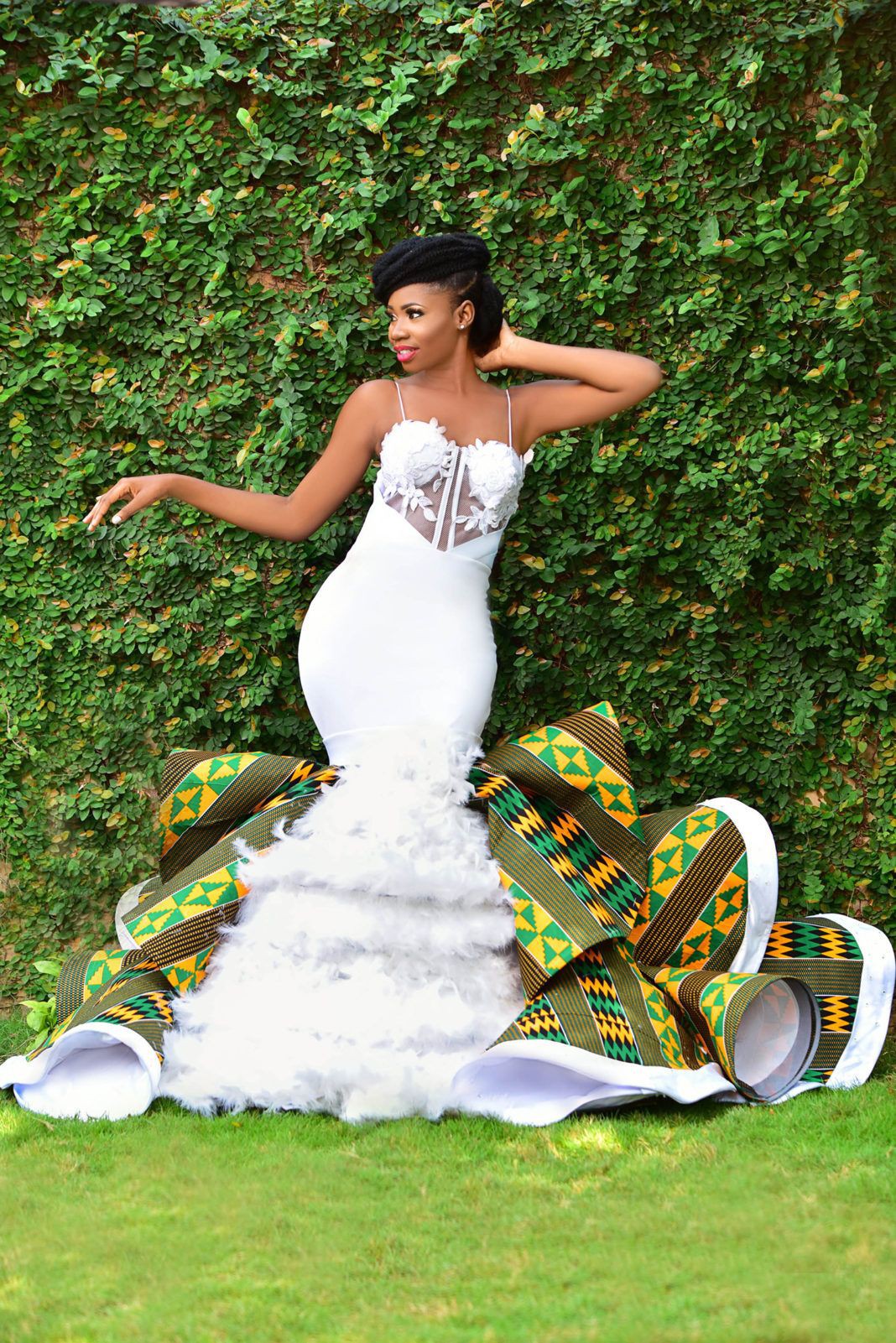 African themed wedding dresses: Backless dress,  Wedding dress,  African Dresses,  Kente cloth,  Kitenge Dresses  