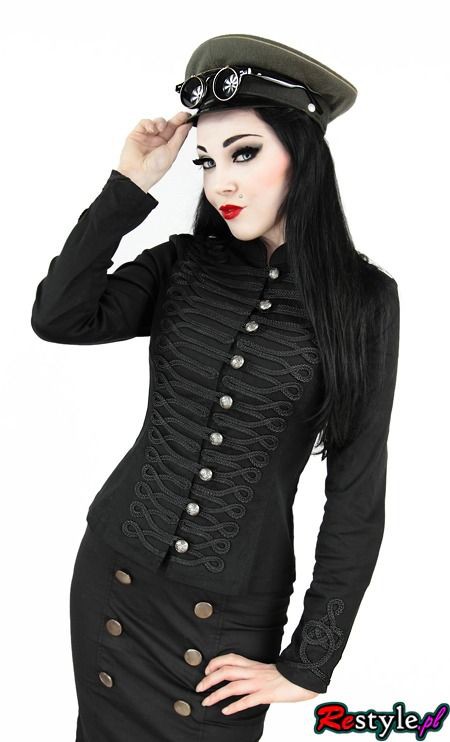 Womens clothing gothic military style, Gothic fashion: Goth subculture,  Gothic fashion,  Steampunk fashion,  Classy Fashion,  Military uniform,  Military Jacket Outfits  