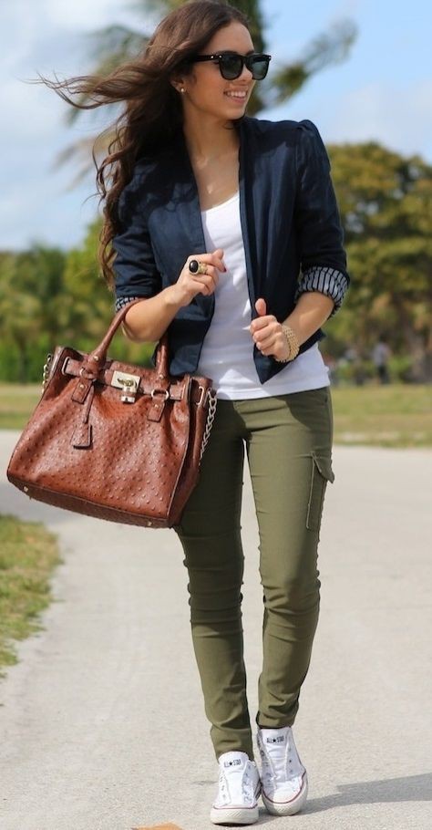 Navy and olive outfits, Cargo pants: cargo pants,  Crop top,  Navy blue,  Business Outfits,  Casual Outfits  