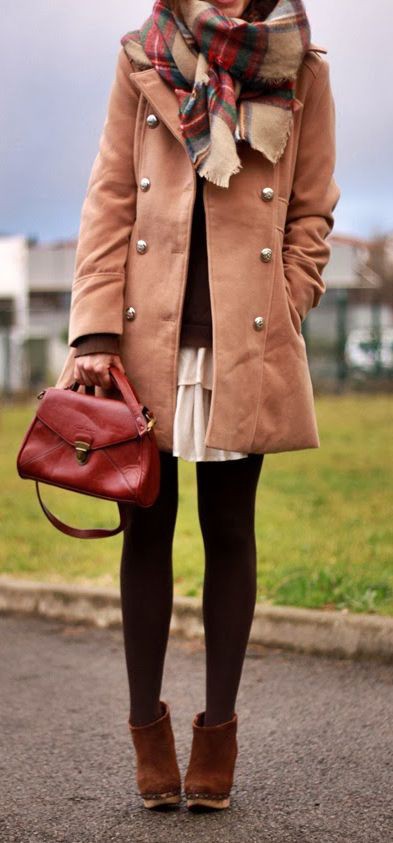 Cute pea coat outfits, Trench coat: winter outfits,  Skirt Outfits,  Trench coat,  Pea coat,  Polo coat,  Casual Outfits,  Brown Trench Coat,  Duffel coat,  Brown Coat,  Winter Coat  