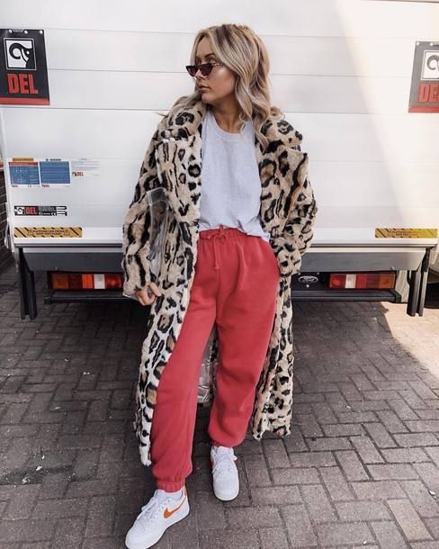 Outfits With Sweatpants, Animal print, Fake fur | Outfits With ...