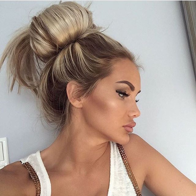 Top Knot Bun Hairstyle Ideas, Long hair, Top knot: Long hair,  Brown hair,  Layered hair,  Top knot,  Hair Care,  Bun Hairstyle  