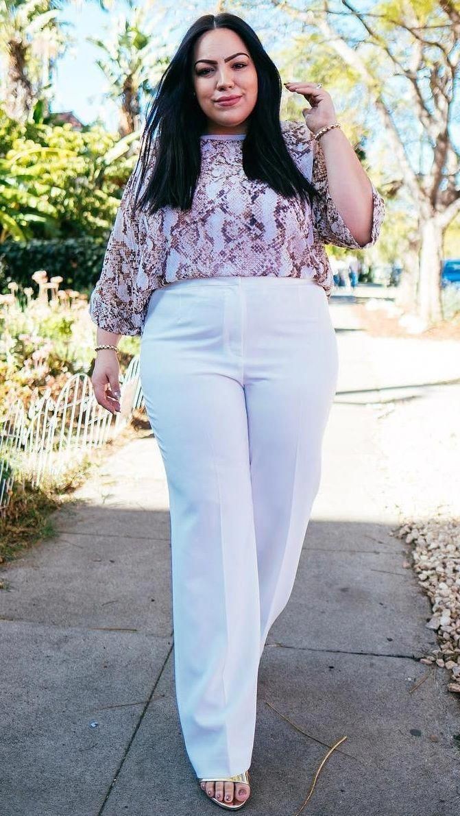 Blue Pants With White And Blue Dotted Blouse Plus Size, 41% OFF