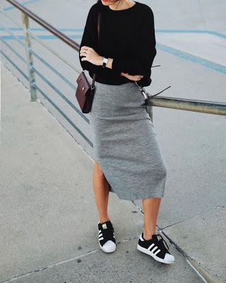 Long skirts with tennis shoes: Long Skirt,  Pencil skirt,  Church Outfit,  Casual Outfits  