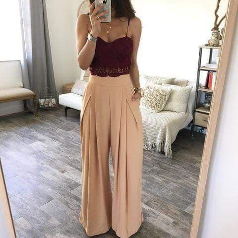 casual palazzo pants outfit