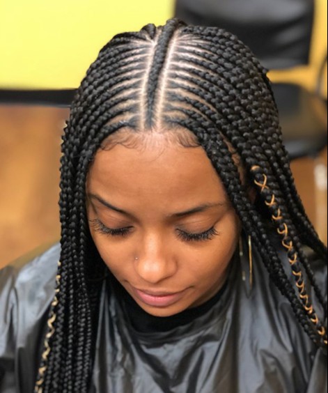 Just lovely black braids, Artificial hair integrations: Lace wig,  African Americans,  Box braids,  Braids Hairstyles,  Beautiful Braids,  Black hair  