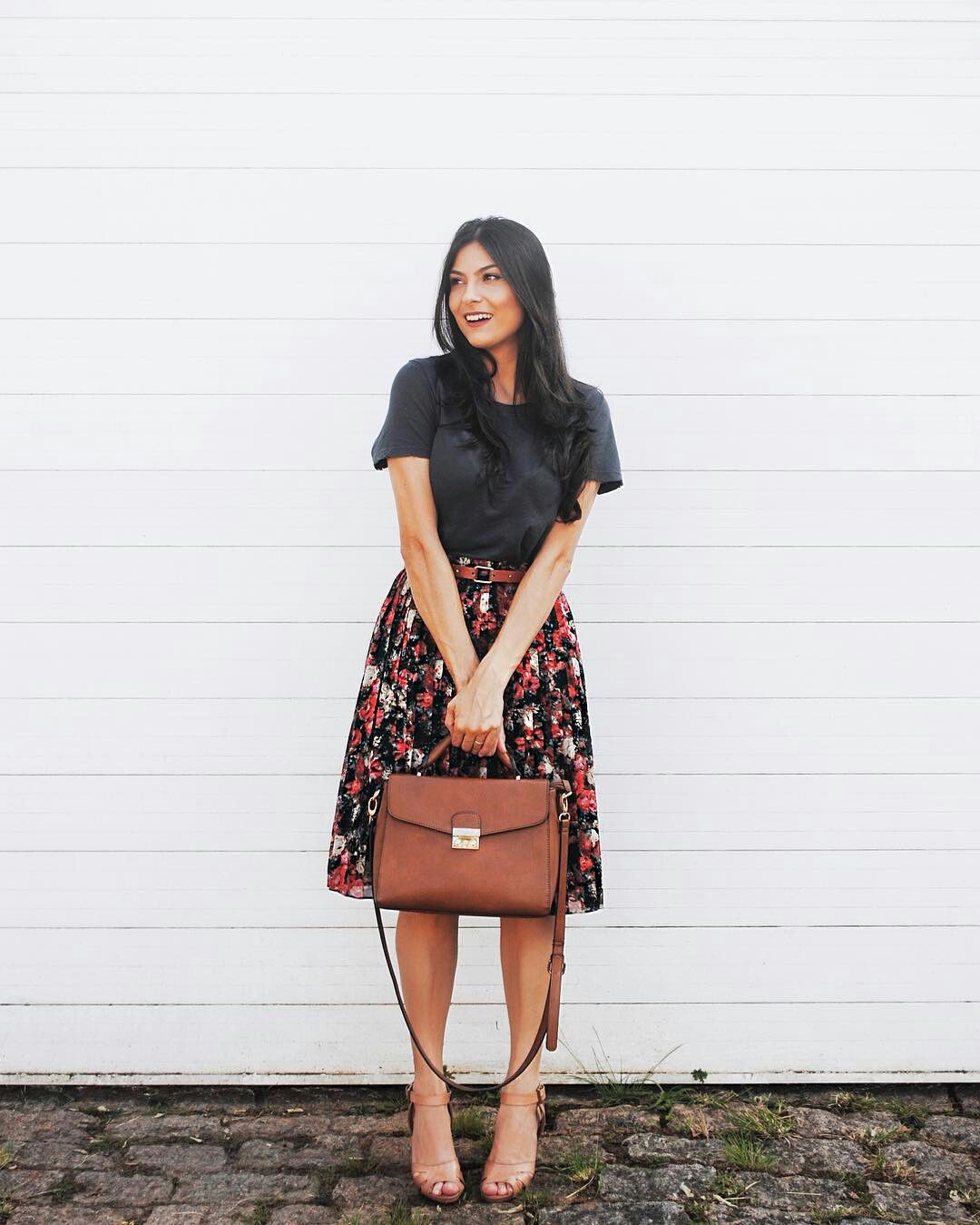 Outfit Ideas For Church, Bodyflirt Spitzenrock schwarz, 32/34, DÃ©colletage: Floral Skirt,  Fashion week,  Jeans Outfit,  Church Outfit,  Floral Midi  