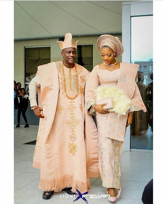 Nigerian Couple Traditional Attire Wedding Dress African Couple 