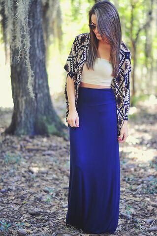 Kimono com saia longa, Crop top: Crop top,  Saia Longa,  Skirt Outfits  