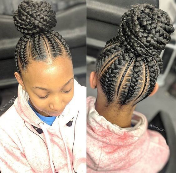 Trending ideas for braided hairstyles, Artificial hair integrations: Box braids,  Top knot,  French braid,  Black hair,  Box Braids Hairstyle  