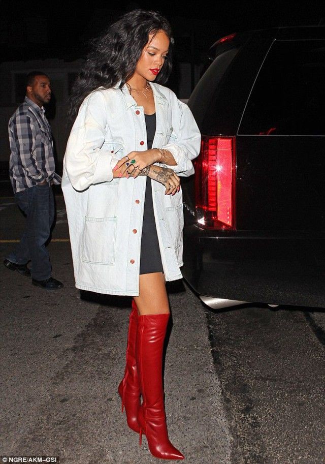Wonderful collection of rihanna red boots, Thigh-high boots | Rihanna ...