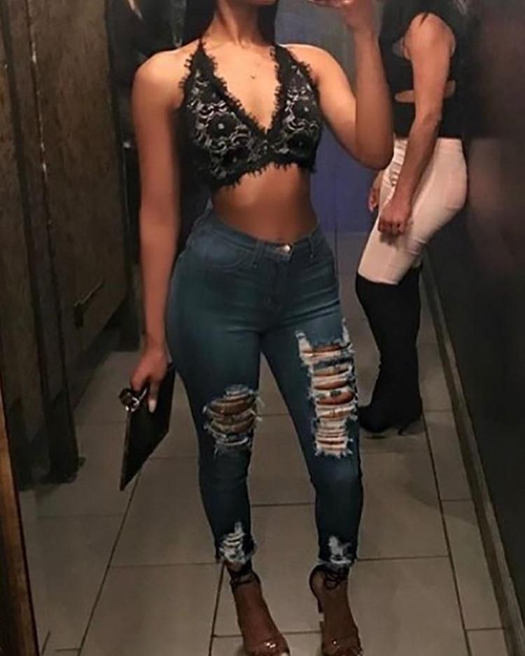 Summer night out club outfits: Ripped Jeans,  Slim-Fit Pants,  Jeans Outfit,  Casual Outfits  