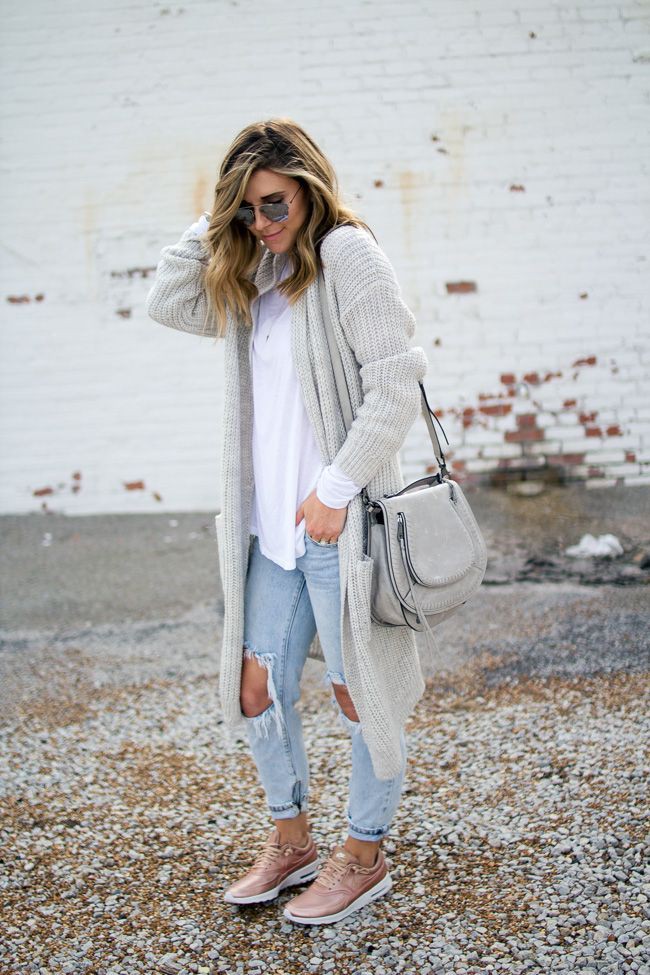 Outfits with long grey cardigan ...