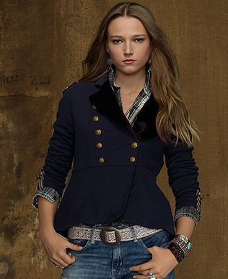 Denim and supply military style womens jacket: shirts,  Peplum jacket,  Casual Outfits,  Military Jacket Outfits  