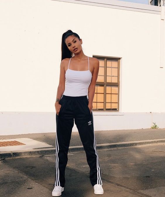 cute outfits with adidas joggers