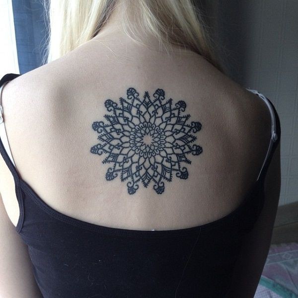 Mandala tattoo at back, Tattoo artist: Tattoo artist,  Temporary Tattoo,  Tattoo Ideas  