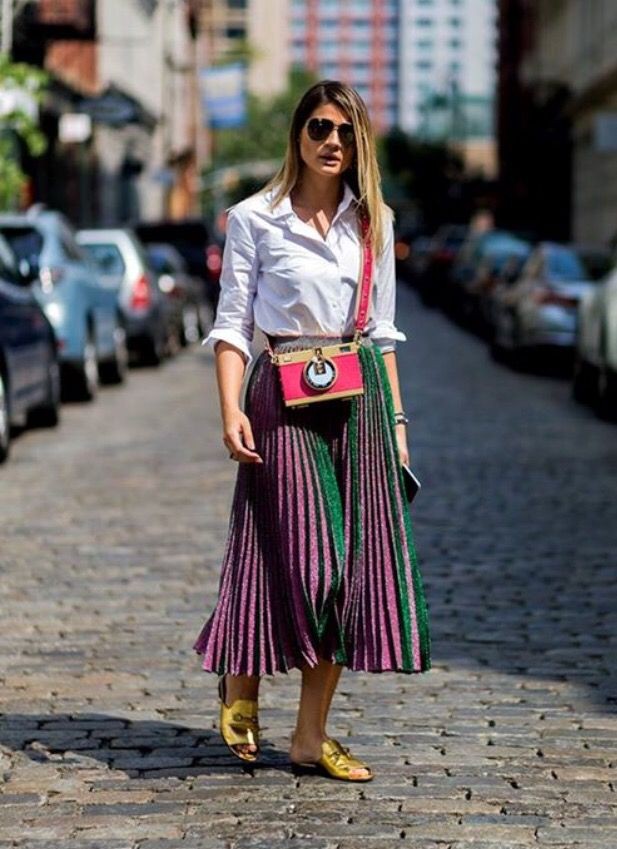 Llevar una falda plisada, Saia Longa: Saia Longa,  Skirt Outfits  