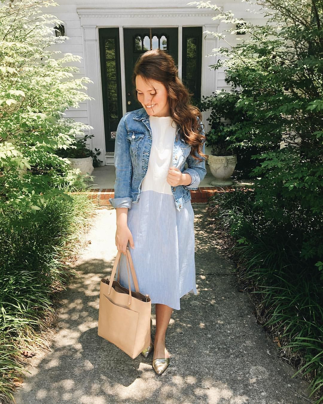 Outfit Ideas For Church, Denim skirt, Modest fashion: Denim skirt,  Jean jacket,  Fashion week,  Church Outfit  