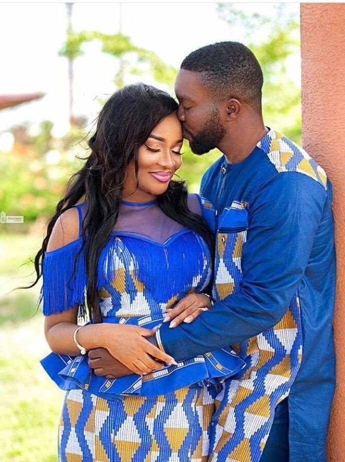 Daily dose of stylish couple kente styles, African wax prints: Wedding dress,  African Dresses,  Maternity clothing,  Kente cloth,  Kitenge Couple Outfits  