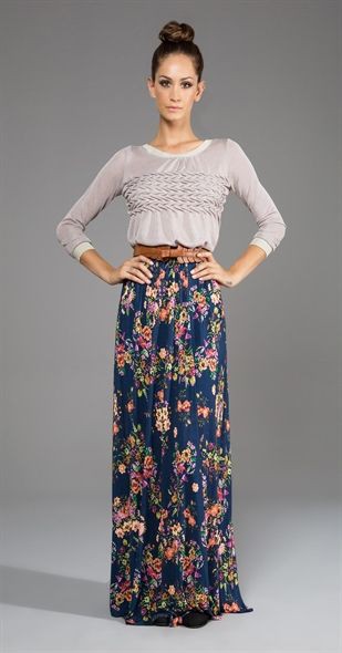 Saias longas em malha, Saia Longa: Long Skirt,  Saia Longa,  Skirt Outfits  