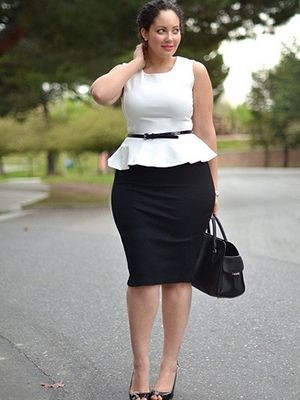 Plus size black pencil skirt: Plus size outfit,  Clothing Ideas,  Pencil skirt,  Work Outfit  