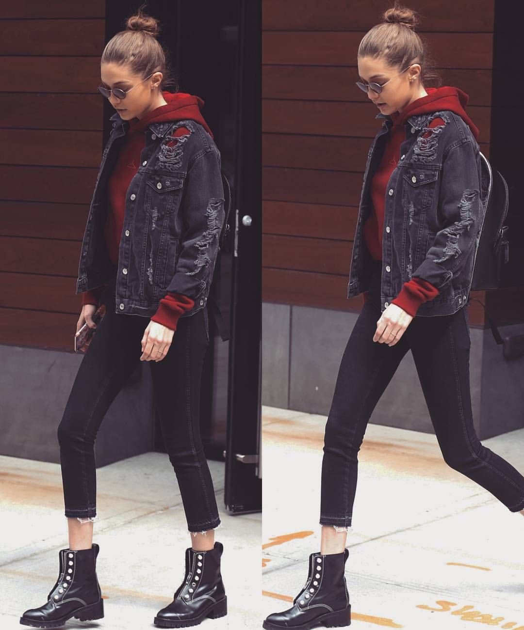Combat Boots Outfit, Street fashion, Formal wear: fashion blogger,  Gigi Hadid,  Boot Outfits,  Short Boots  