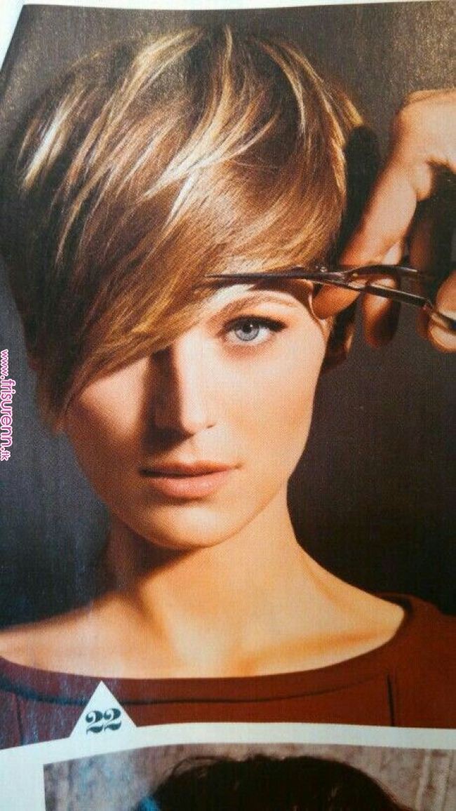 French style Pixie cut, Human hair color: Hairstyle Ideas,  Brown hair,  Pixie cut,  Hair highlighting,  Buzz cut  