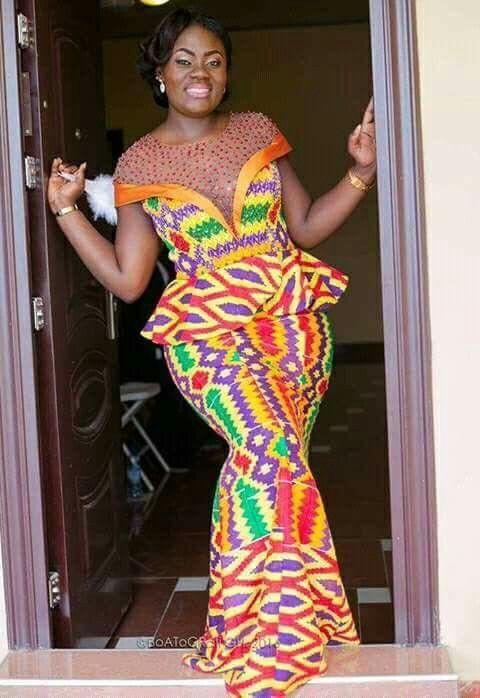 Great and mind boggling kente dress: African Dresses,  Aso ebi,  Kente cloth,  Aso Oke,  Kaba Styles  