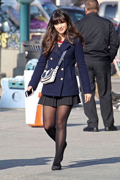 Zooey deschanel new girl outfits: Pea coat,  Military Jacket Outfits  