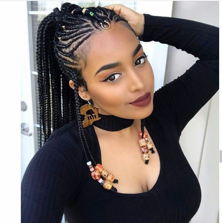 Need this outfit braided hairstyles, Box braids: Box braids,  Braids Hairstyles,  French braid,  Black hair  