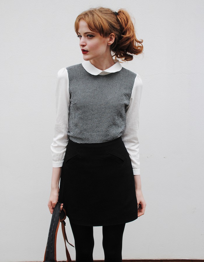 Sweater skirt collar shirt, Dress shirt: shirts,  Skirt Outfits  