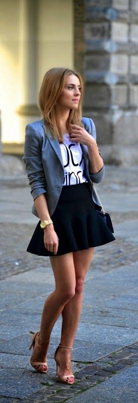 Looks da moda com saias: Crop top,  Jean jacket,  Casual Outfits,  Skirt Outfits  