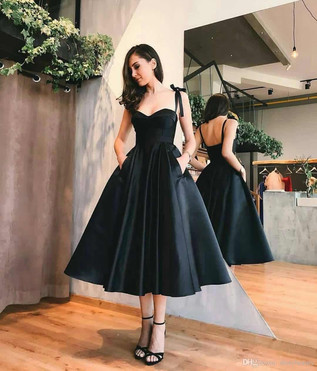 Medium length prom dresses, Cocktail dress | What Shoes To Wear With A Black  Dress | Black Dress Outfits, Bridesmaid dress, cocktail dress