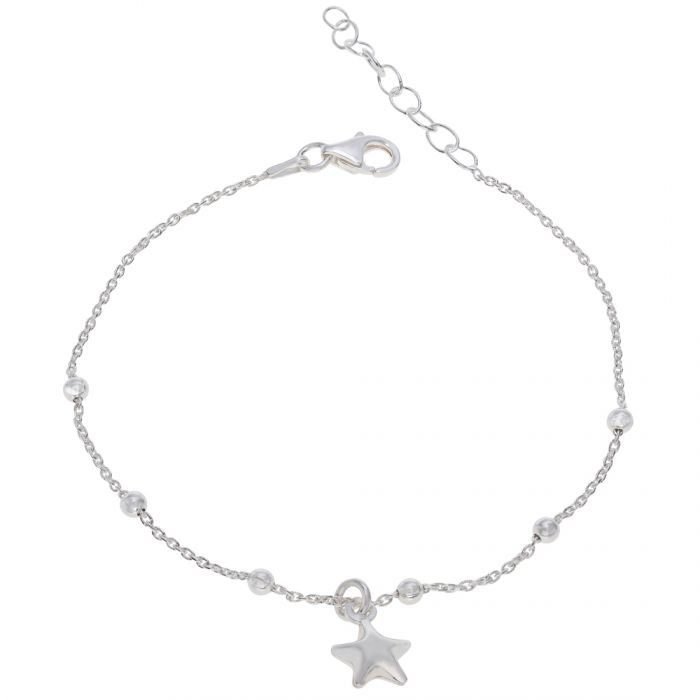 Sterling Silver Puffy Star Beaded Extendable Trace Bracelet £9.00: bracelet  