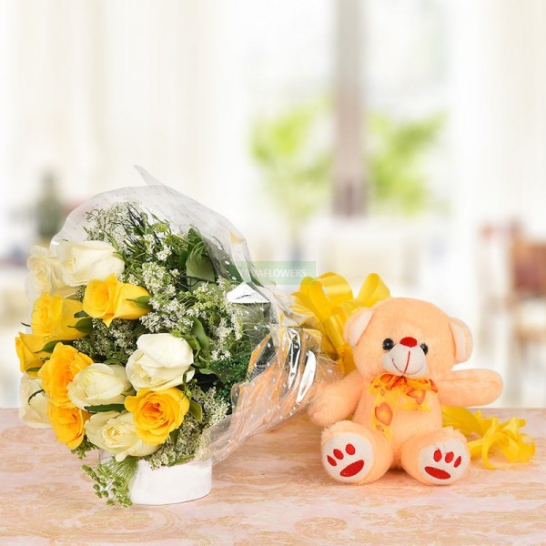 Glorious Roses N Teddy Bear: 